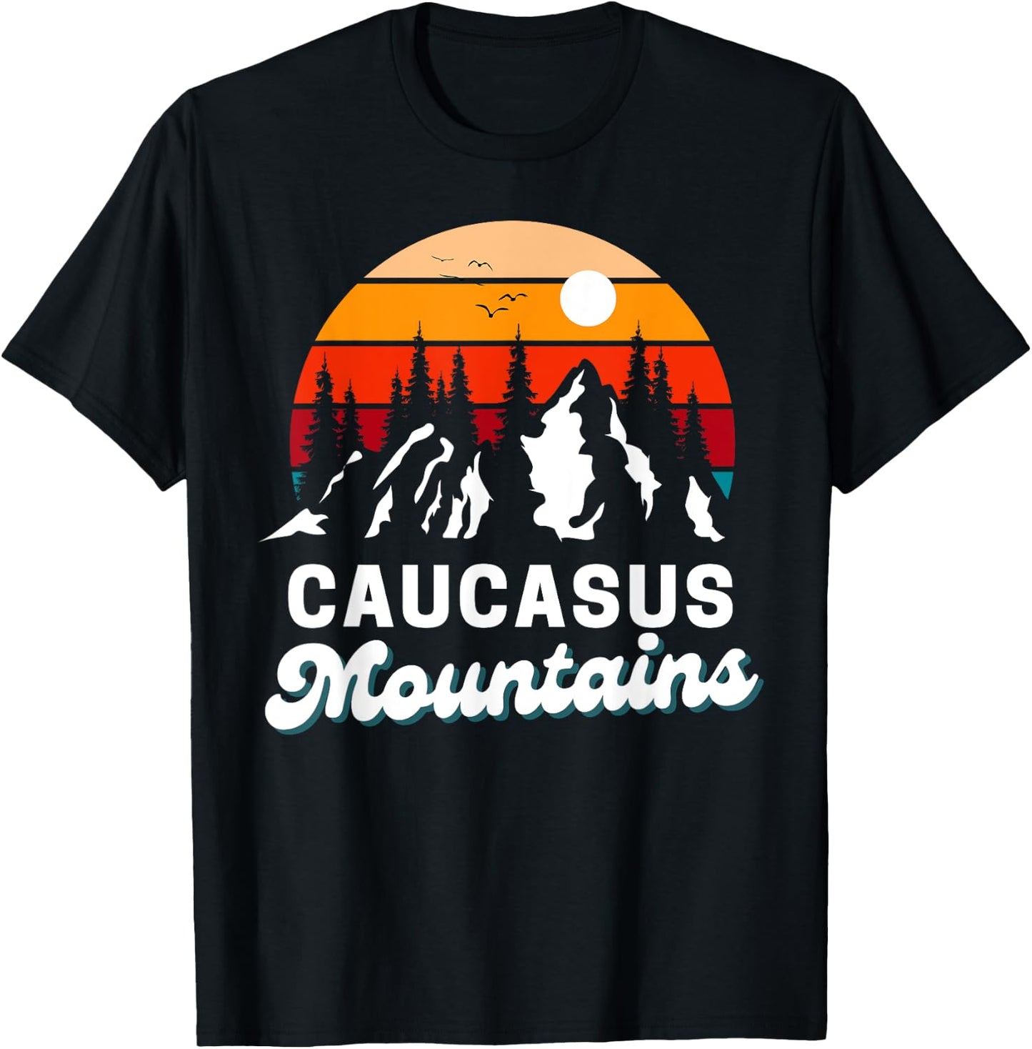 Caucasus Mountains Outdoor Hiking Nature Retro Souvenir T-Shirt - T-Shirt | Black