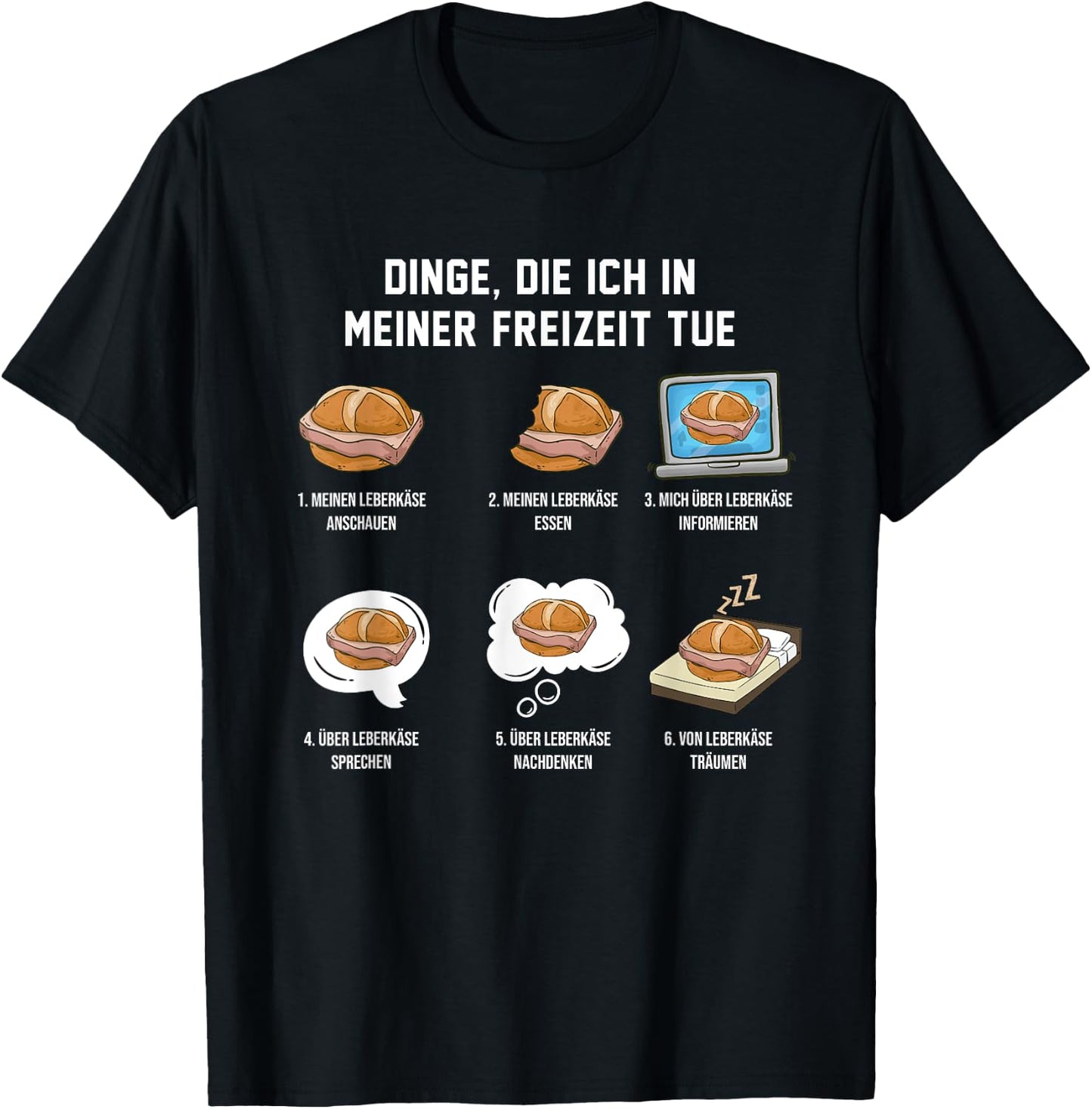 Lustige Leberkäsesemmel Spruch Geschenkideen Leberkäse in der Freizeit Schwarz Cartoon Mandarinkragen Kurzarm S Frauen T-Shirt - T-Shirt | Black