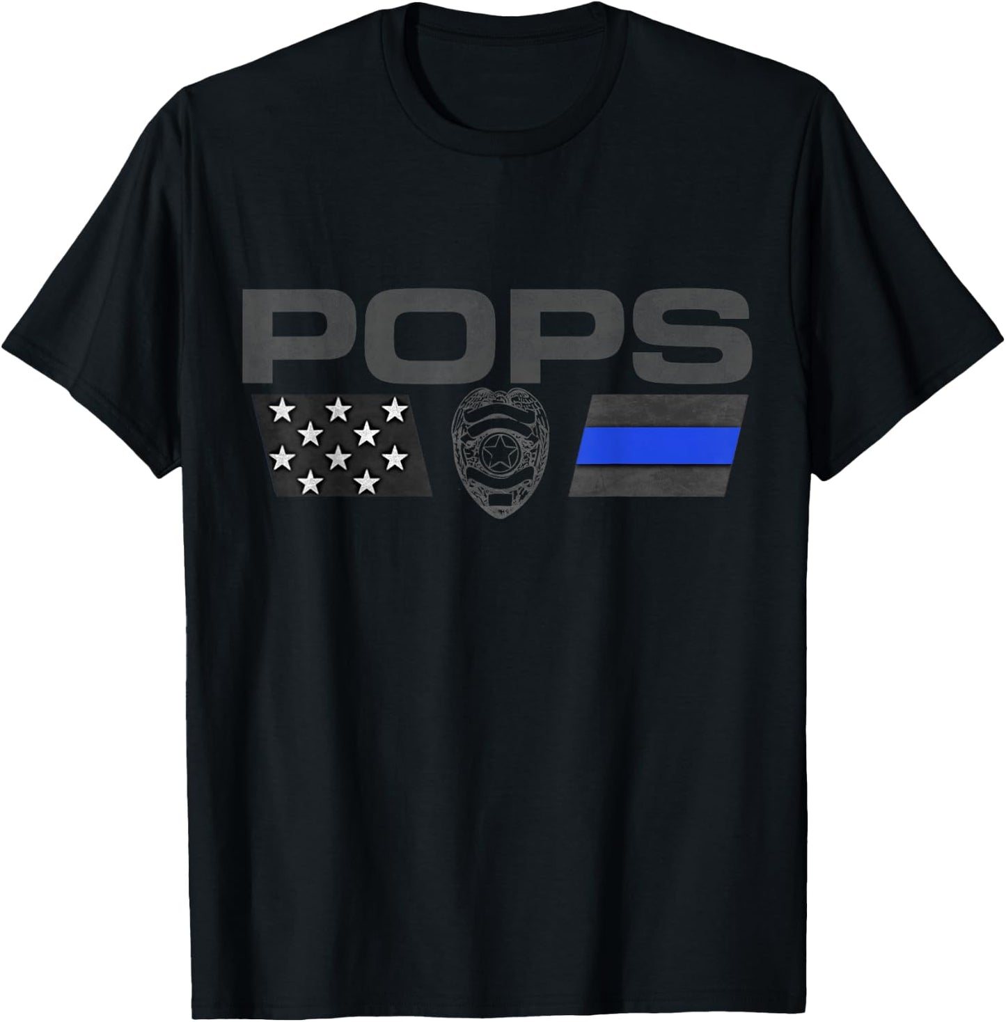 Police Pops Thin Blue Line Logo T-Shirt - T-Shirt | Black