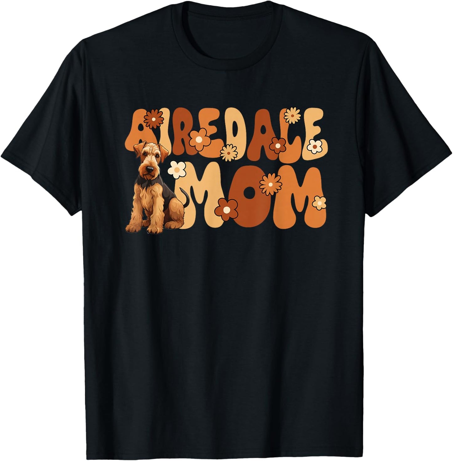 Airedale Terrier Groovy World's Best Airedale Mom T-Shirt - T-Shirt | Black