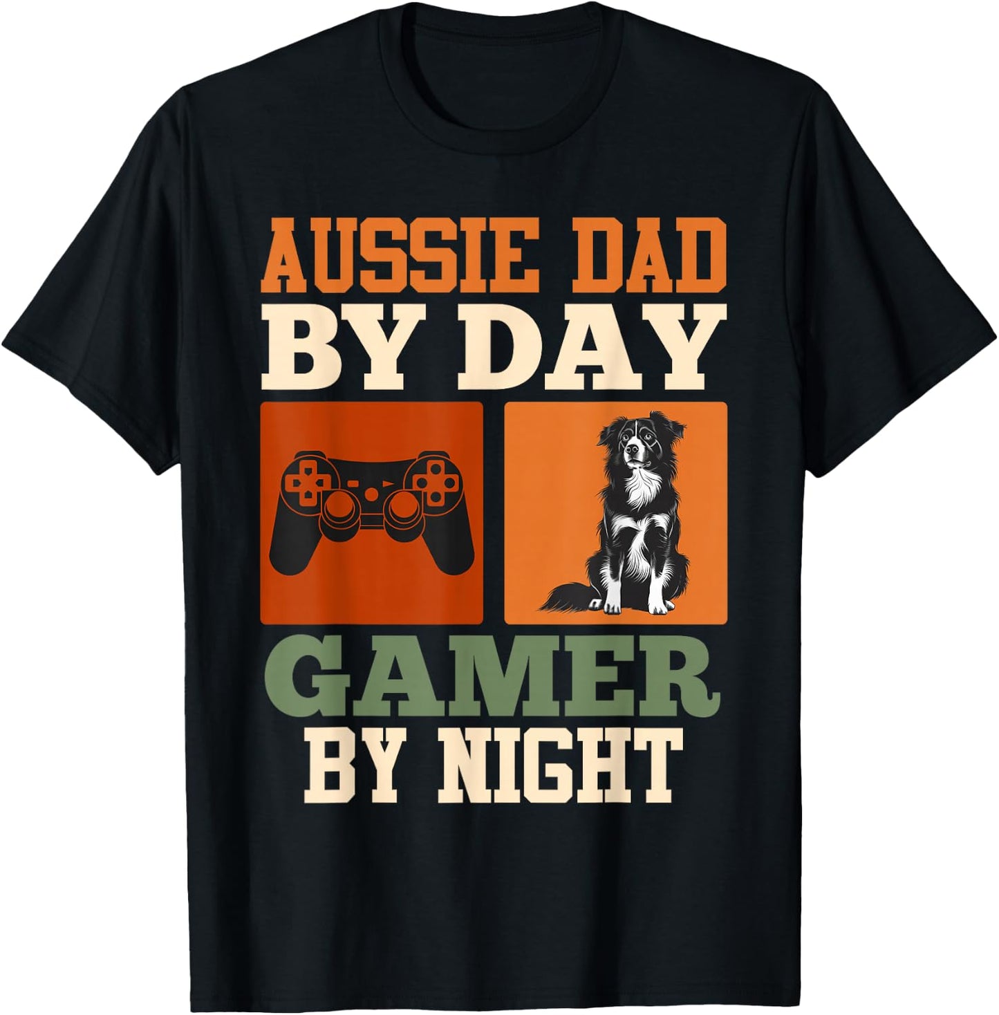 AUSSIE DAD BY DAY GAMER BY NIGHT Funny Vintage T-Shirt - T-Shirt | Black