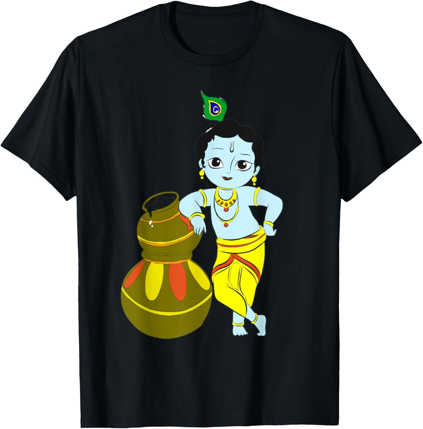 Yoga Meditation Spiritual Hindu God Krishna T-Shirt - T-Shirt | Black