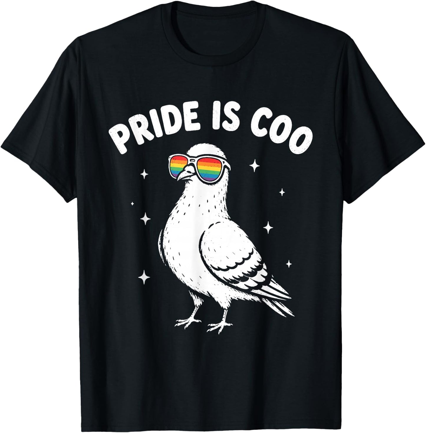 Pride is Coo Cute LGBTQ Pigeon Funny Pun T-Shirt - T-Shirt | Black