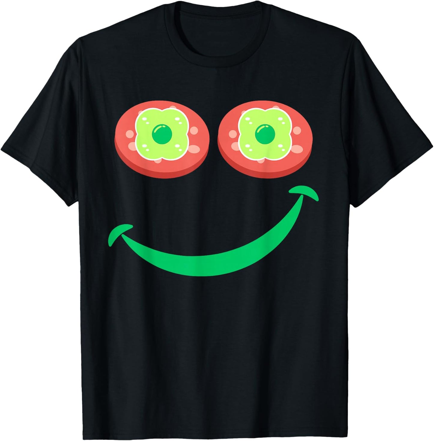 Funny Breakfast Eggs Green Smile Ham Face T-Shirt - T-Shirt | Black
