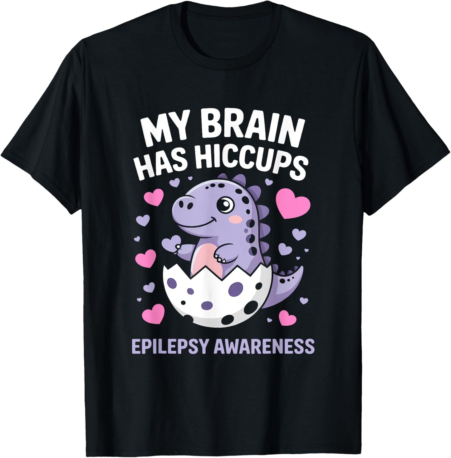 My Brain Has Hiccups Cute Epilepsy Awareness Baby Dinosaur T-Shirt - T-Shirt | Black