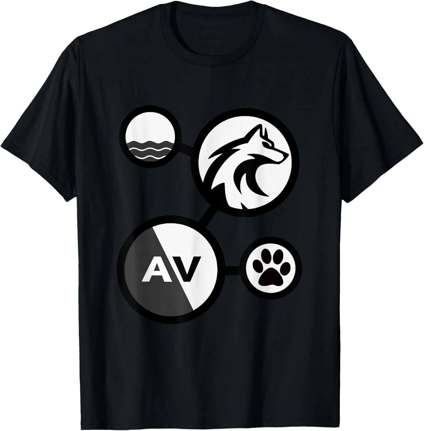 WaterWolf Community Adults , Black, Small, Short Sleeve, Cotton 65% Polyester 35%, , Graphic, Modern, Lightweight, Double Cuff, Stretchable, Casual Wear, Alpha Size T-Shirt - T-Shirt | Black