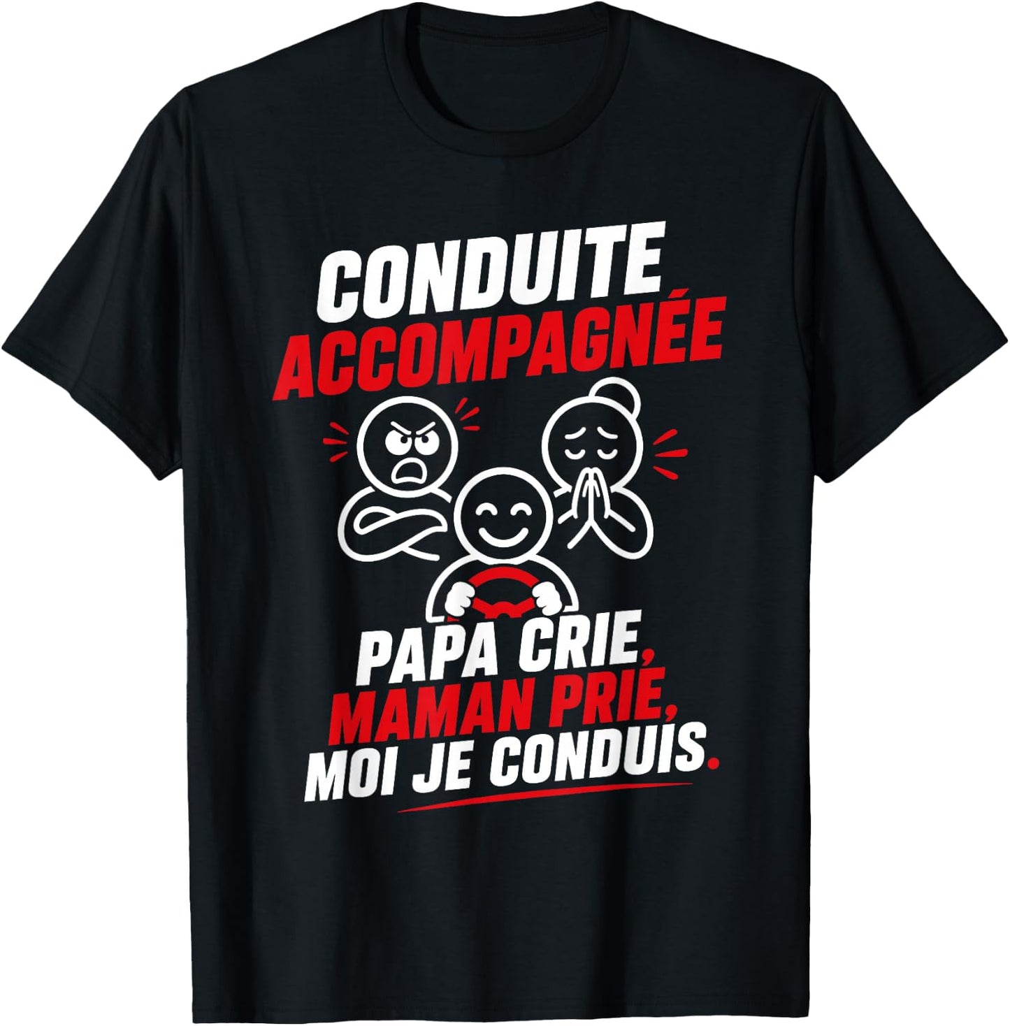 Young Licensed Humor Dad Mom Driving Accompanied T-Shirt - T-Shirt | Black