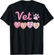 Vet Tech Valentines Day Veterinary Medicine Retro Hearts T-Shirt - T-Shirt | Black