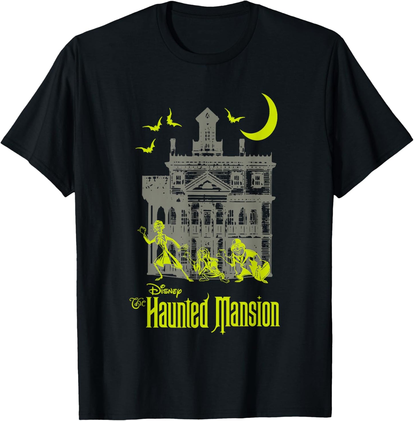 The Haunted Mansion Hitchhiking Ghosts Silhouettes Shot T-Shirt - T-Shirt | Black