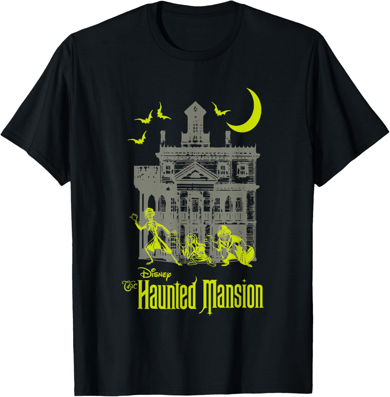The Haunted Mansion Hitchhiking Ghosts Silhouettes Shot T-Shirt - T-Shirt | Black