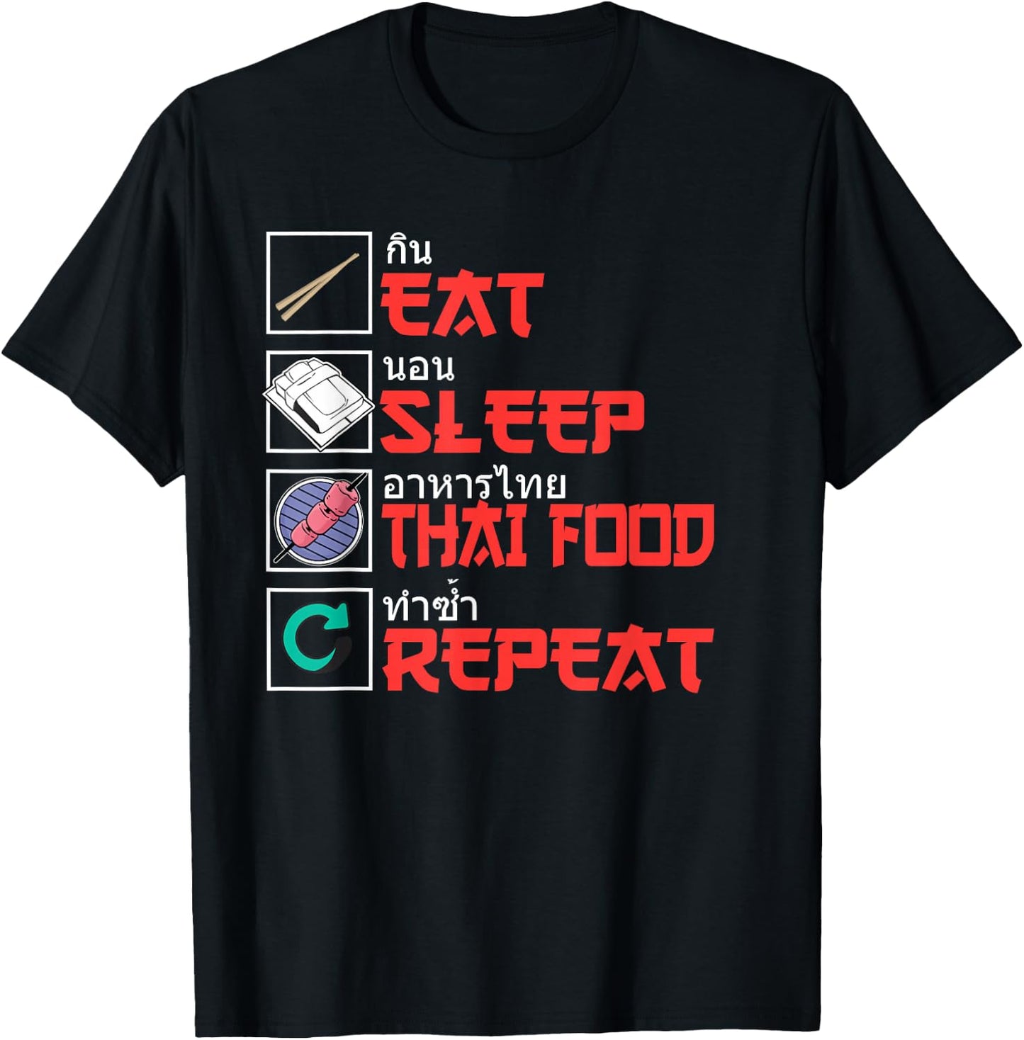 Funny Thai Food Design T-Shirt - T-Shirt | Black