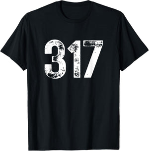 Area Code 317 Indianapolis Indiana in Three ONE Seven 317 T-Shirt - T-Shirt | Black
