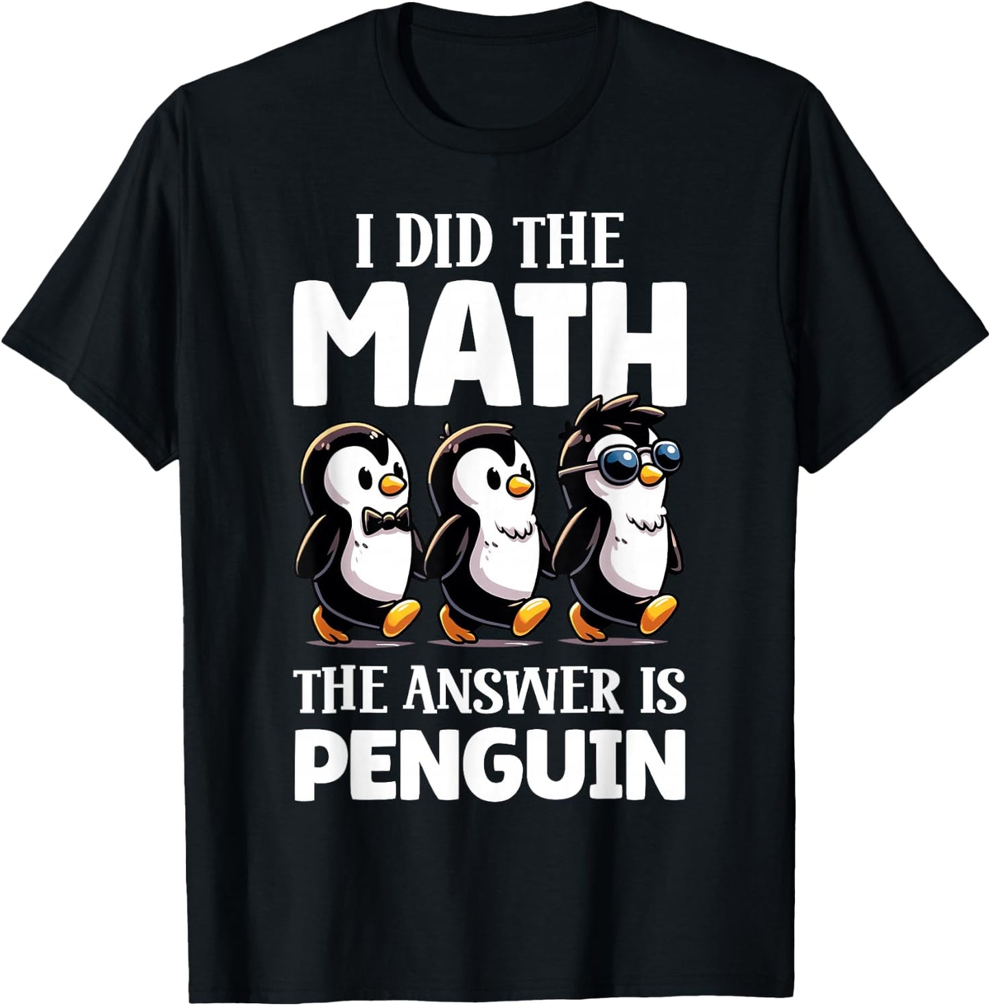 Math Penguin Teacher Funny Graphic T-Shirt - T-Shirt | Black