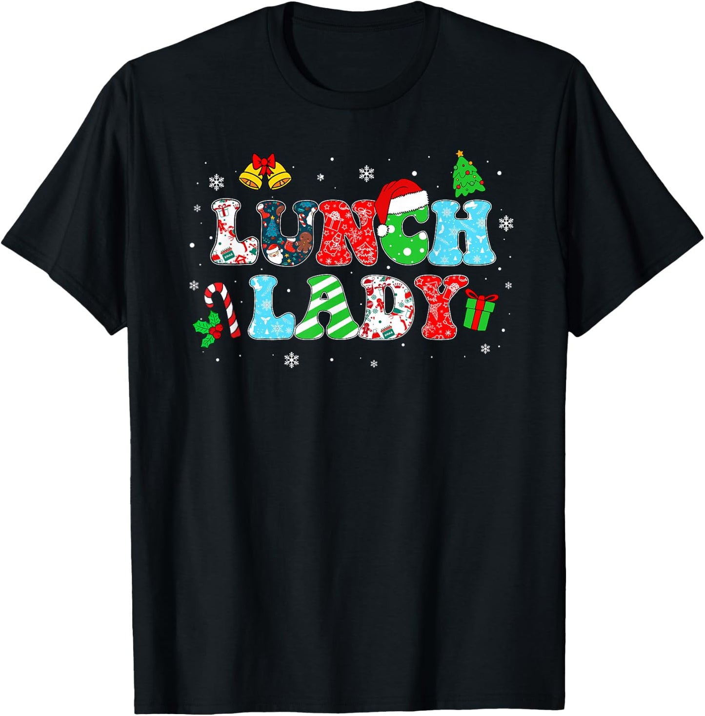 Groovy Lunch Lady Christmas Matching Xmas Lunch Lady Women T-Shirt - T-Shirt | Black