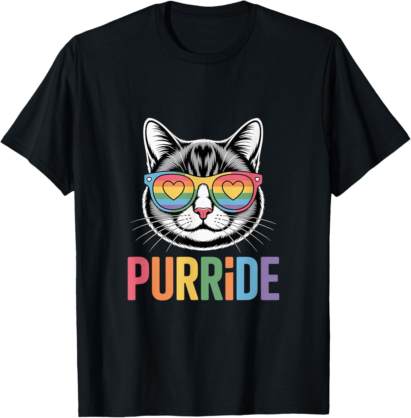 Pride Cat LGBTQ Rainbow Sunglasses Purride Women T-Shirt - T-Shirt | Black