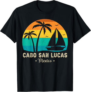 Vintage Cabo San Lucas Mexico Sunset, Vacation Summer Men Women Girls Kids T-Shirt - T-Shirt | Black