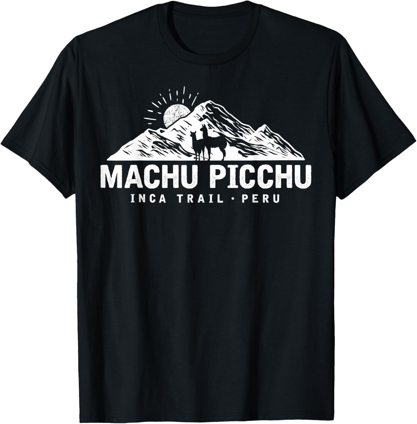 Machu Picchu Retro Llama - Cuzco Peru - Peru Inca Trail T-Shirt - T-Shirt | Black
