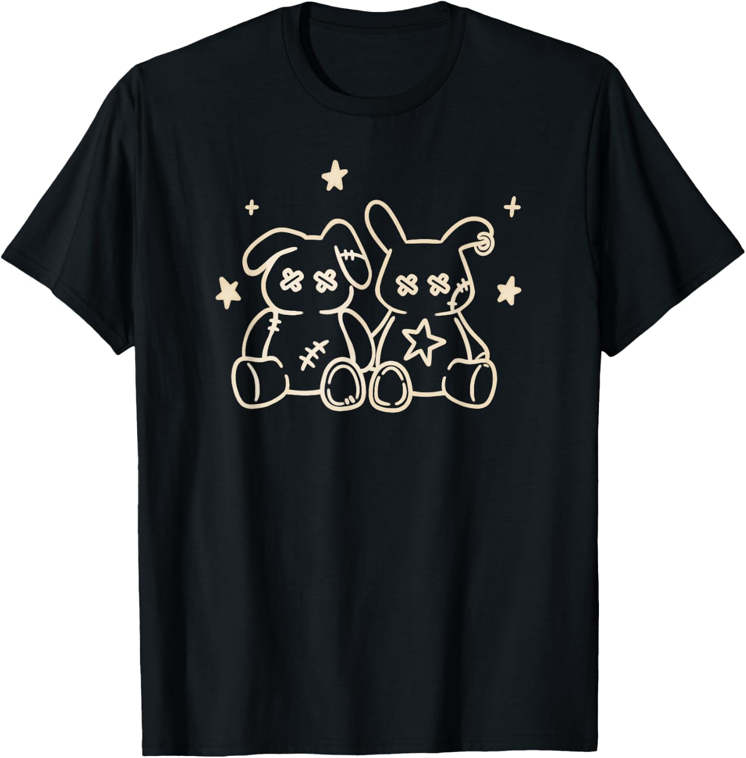 Y2K Harajuku Creepy Pastel Goth Doll Bunnies T-Shirt - T-Shirt | Black