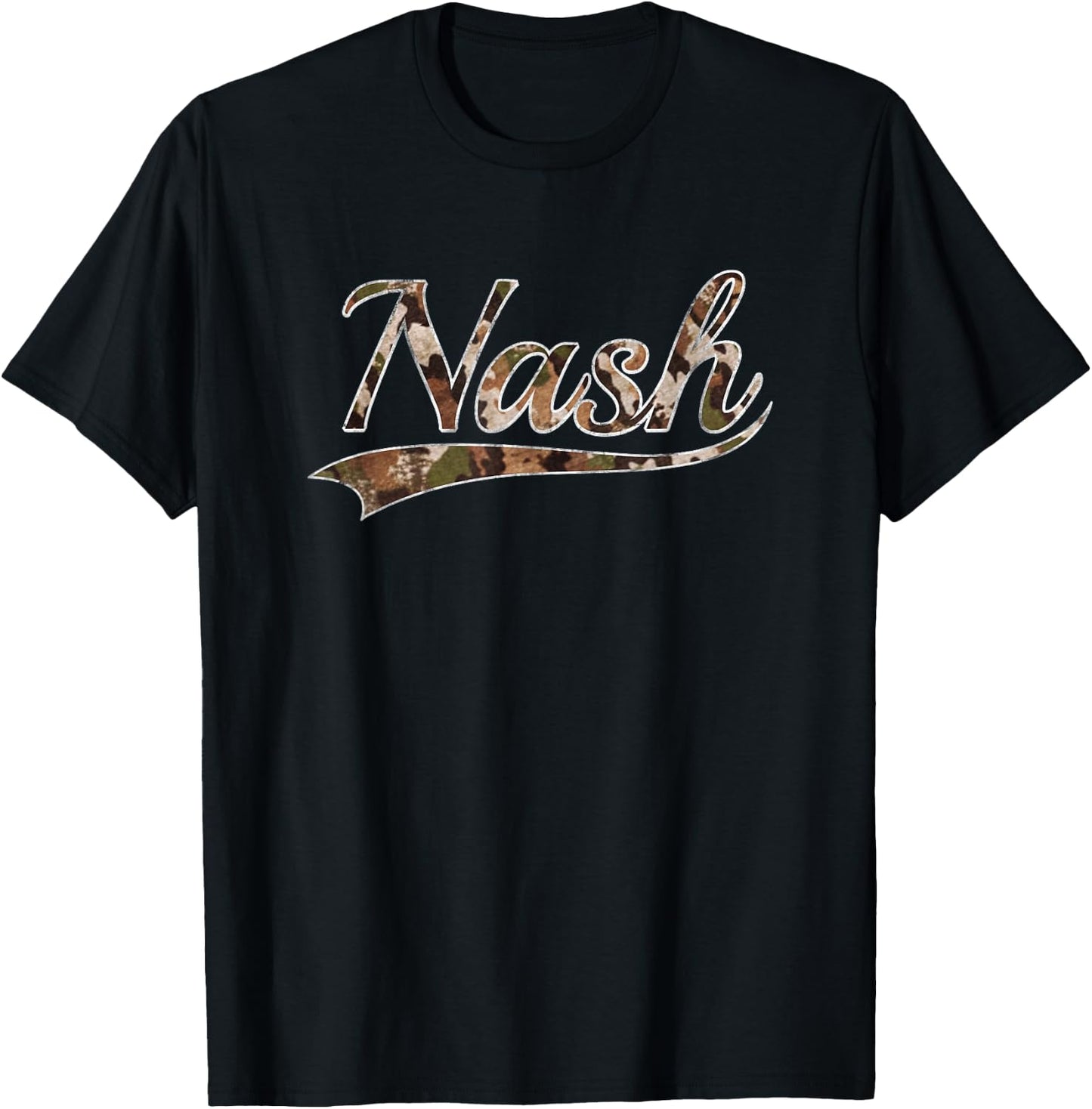 Nash Nashville Camouflage Vintage Inspired Distressed Camo T-Shirt - T-Shirt | Black