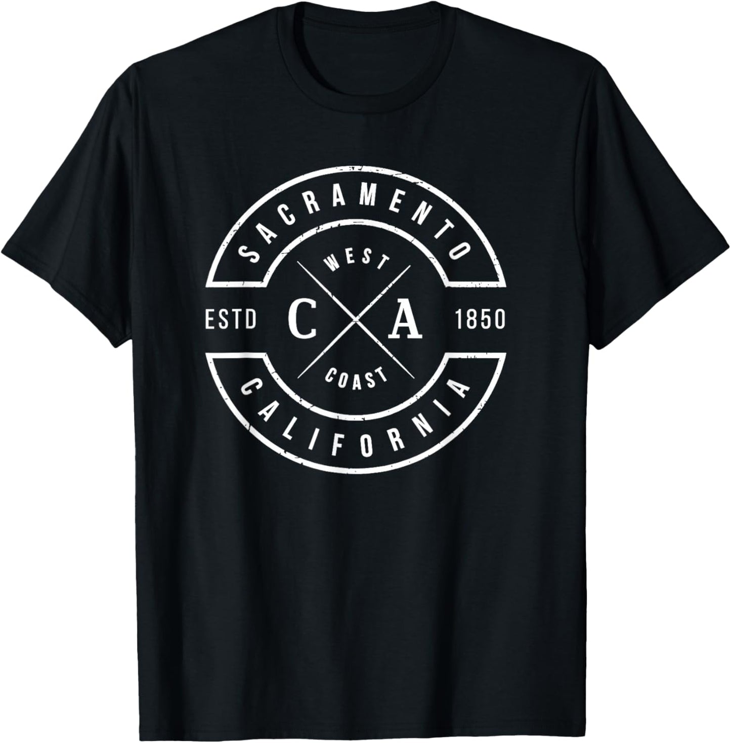 Sacramento California T Shirt Vintage Emblem Souvenirs T-Shirt - T-Shirt | Black