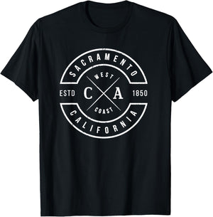 Sacramento California T Shirt Vintage Emblem Souvenirs T-Shirt - T-Shirt | Black
