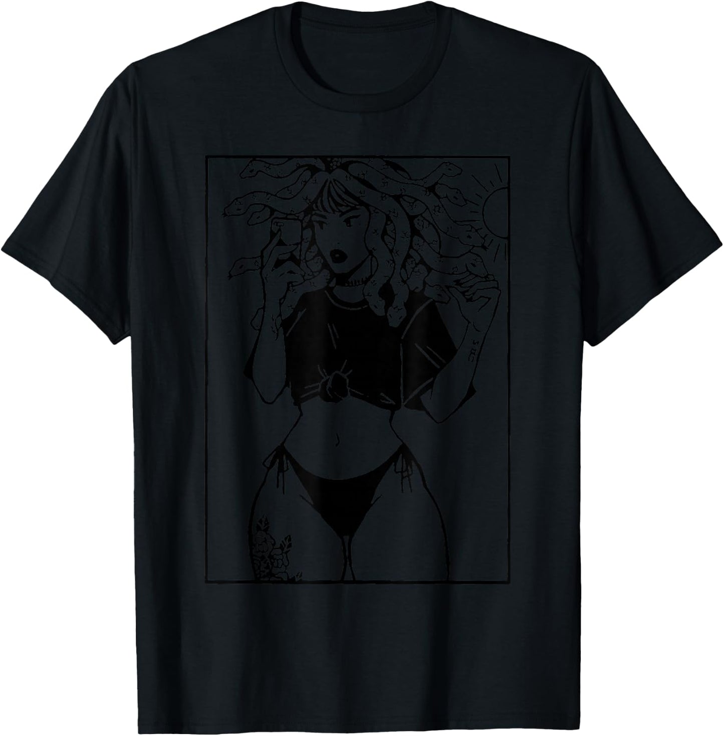 Medusa Hippie Psychedelic Snakes Greek Mythology T-Shirt - T-Shirt | Black