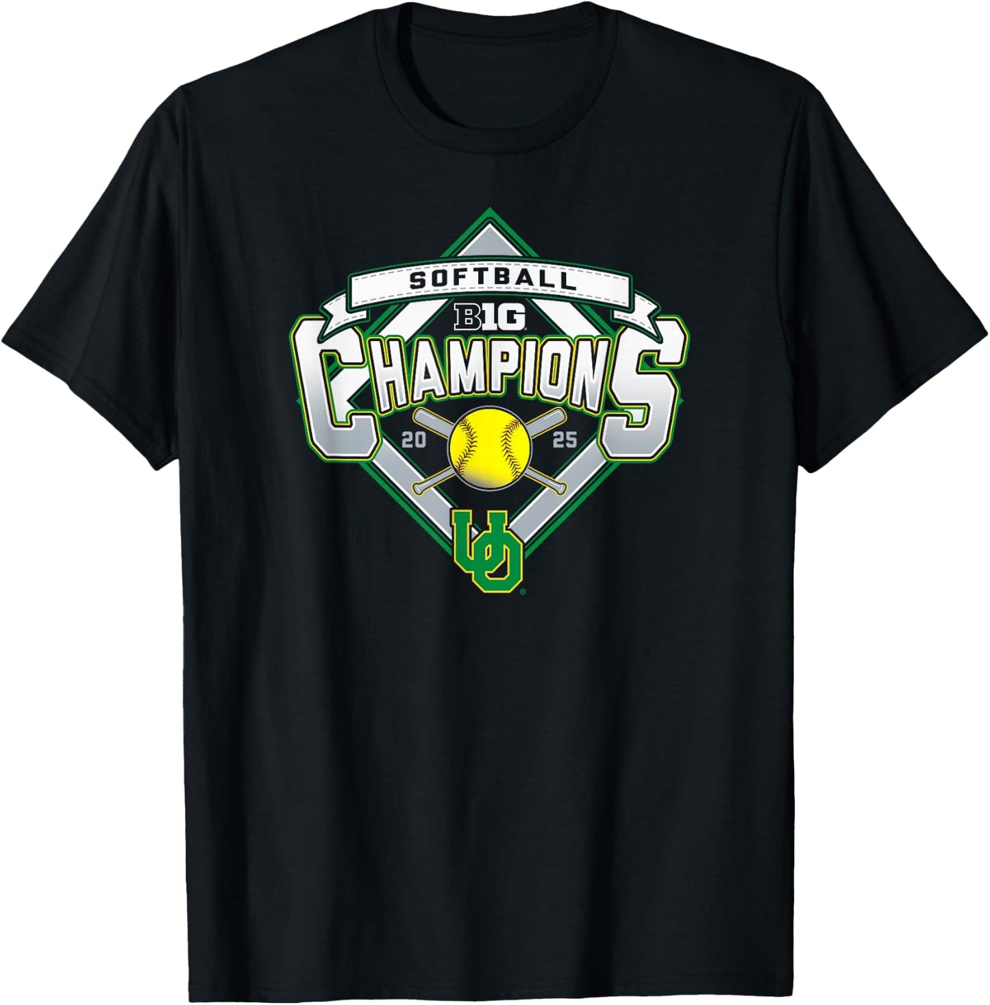 Oregon Ducks Softball Big Ten Champs 2025 Season T-Shirt - T-Shirt | Black