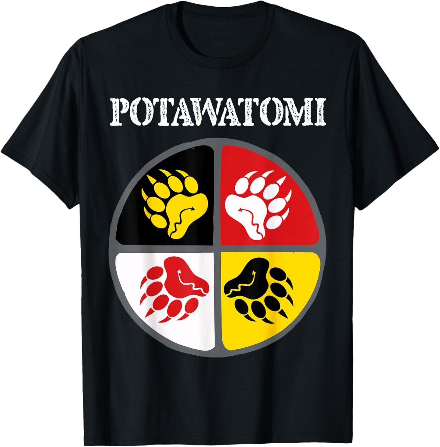 Potawatomi Tribe Native American Medicine Wheel T-Shirt - T-Shirt | Black
