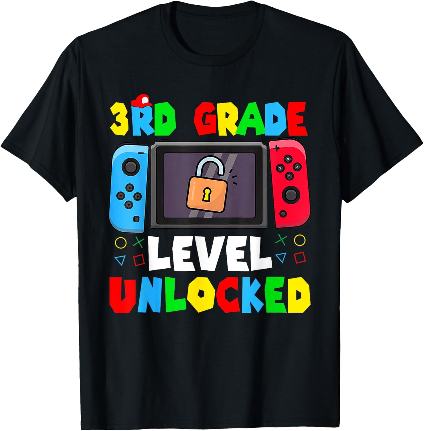 3rd Grade Level Unlocked Back to School First Day Gamer Boys T-Shirt - T-Shirt | Black