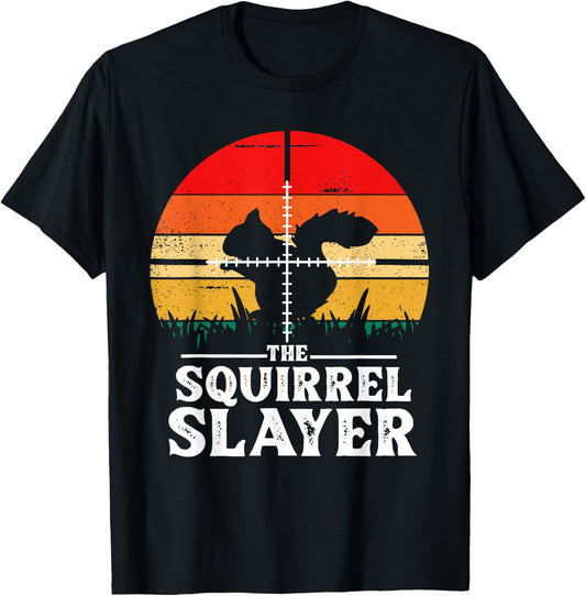 Funny Squirrel Hunting Slayer Shoot Squirrels Hunter Gifts T-Shirt - T-Shirt | Black