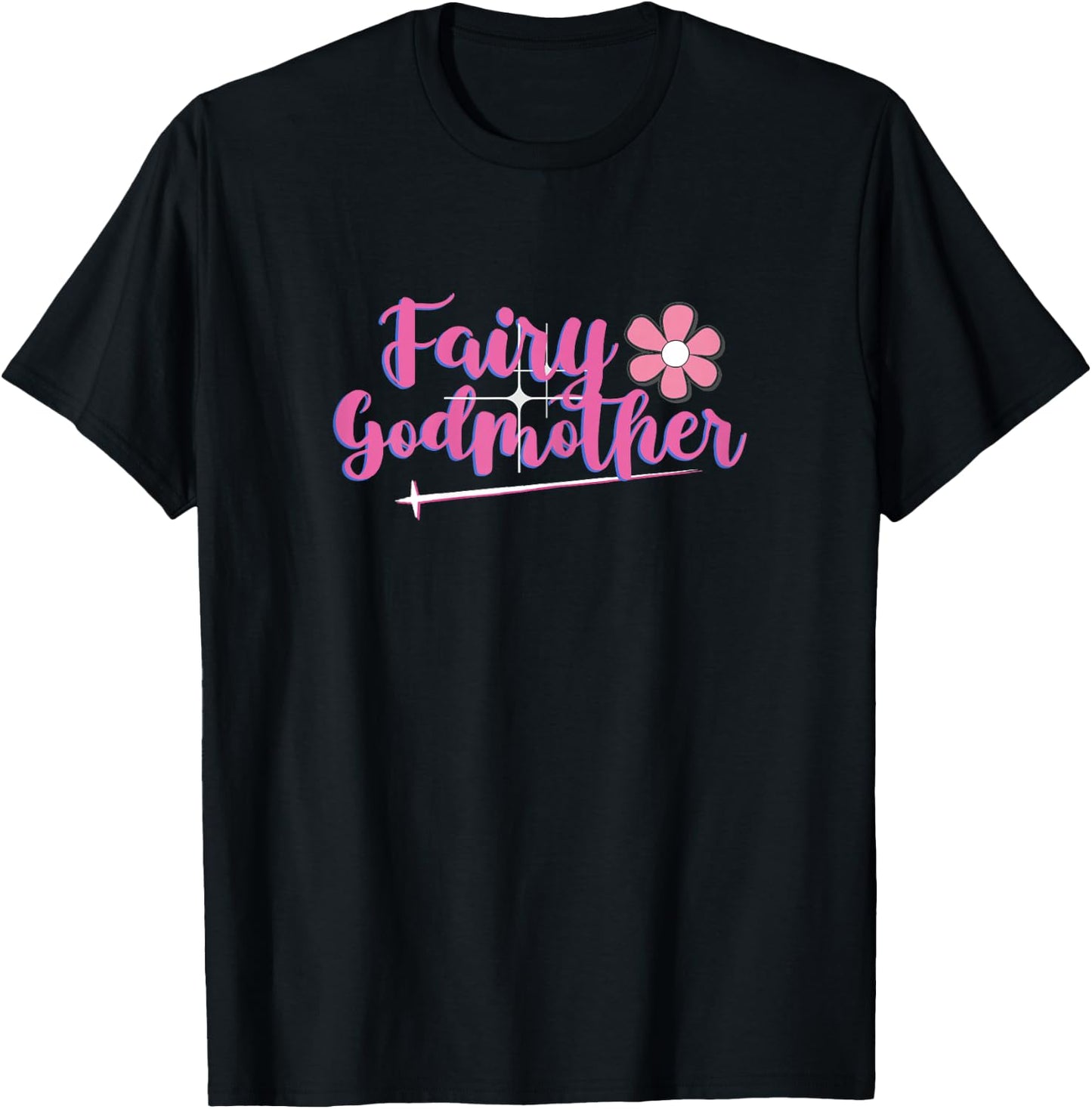 Fairy Godmother Godparent Godchildren Godmom Gift | Women's Black X-Small Modern Collarless Round Neck Short Sleeve T-Shirt - T-Shirt | Black