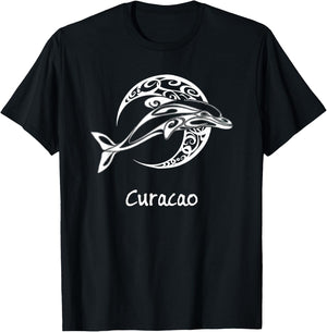 Curacao Tribal Dolphin Design Souvenir T-Shirt - T-Shirt | Black