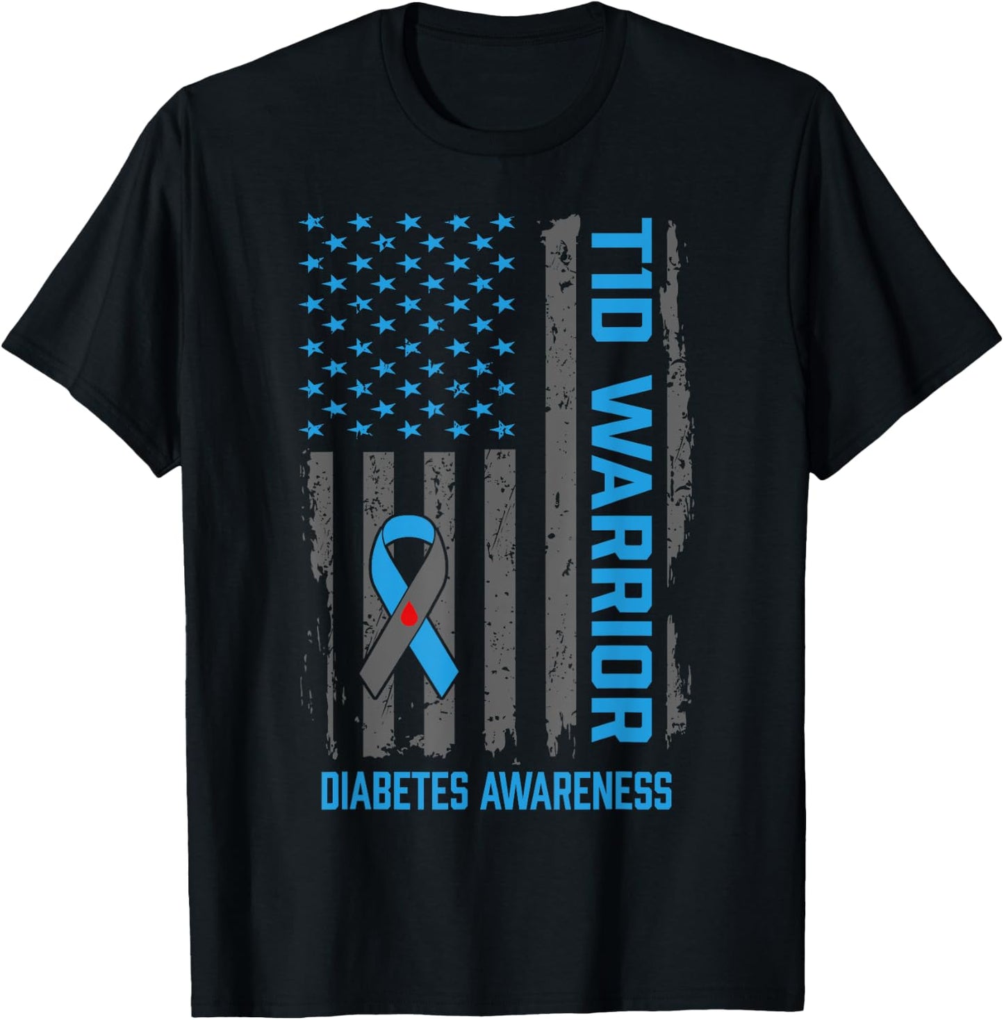 Type 1 Diabetes Awareness T1D Warrior Type One Diabetic T-Shirt - T-Shirt | Black