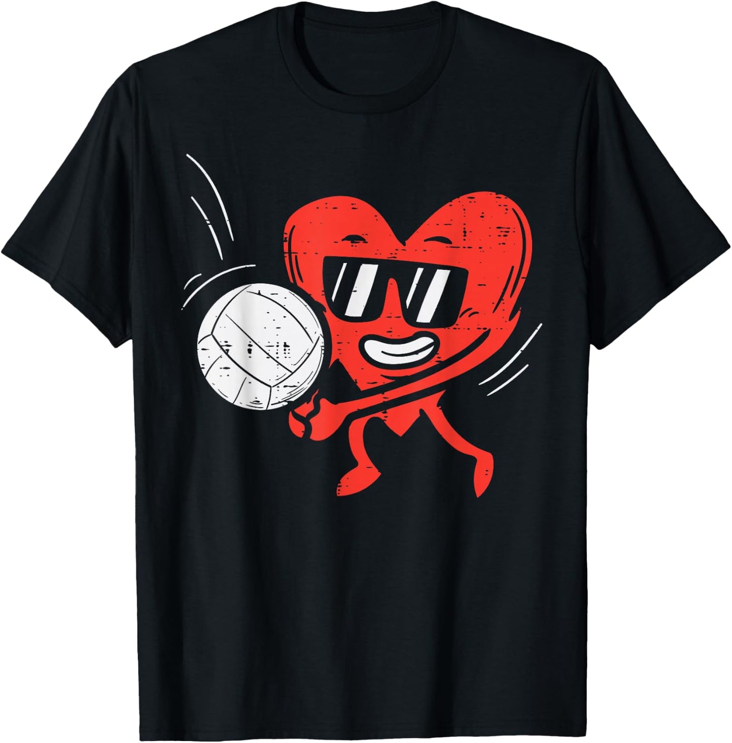 Heart Playing Volleyball Valentines Day Love Sports Girls T-Shirt - T-Shirt | Black
