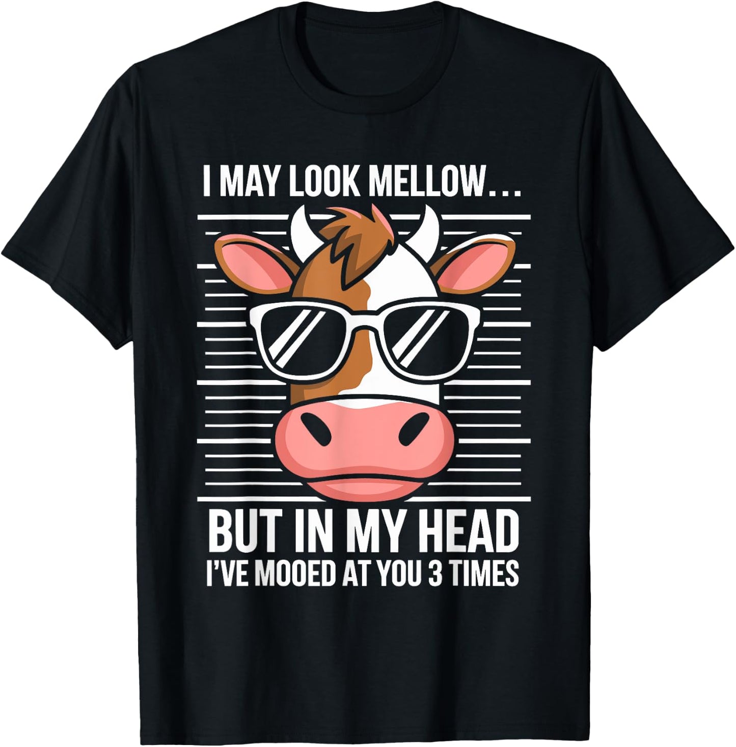 I May Look Calm but in My Head Funny Cow T-Shirt - T-Shirt | Black