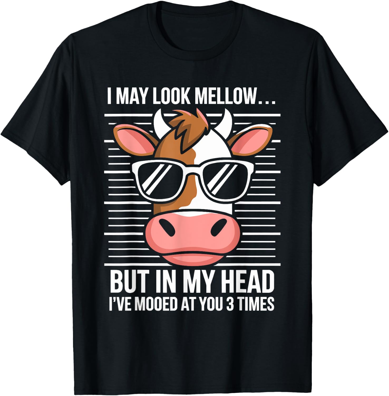 I May Look Calm but in My Head Funny Cow T-Shirt - T-Shirt | Black