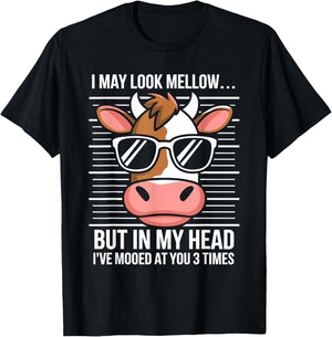 I May Look Calm but in My Head Funny Cow T-Shirt - T-Shirt | Black