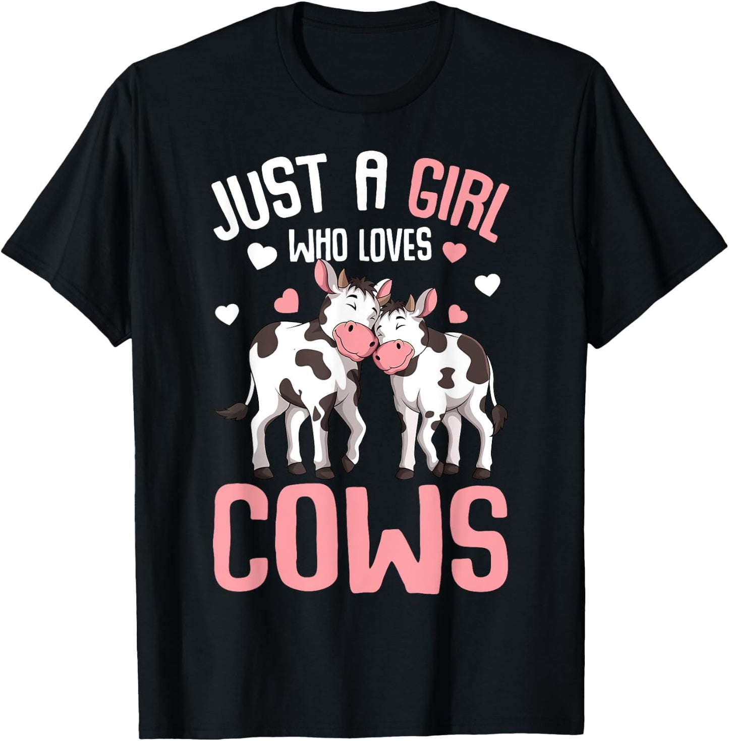 Just A Girl Who Loves Cows Farmers Cow Kids Girls T-Shirt - T-Shirt | Black