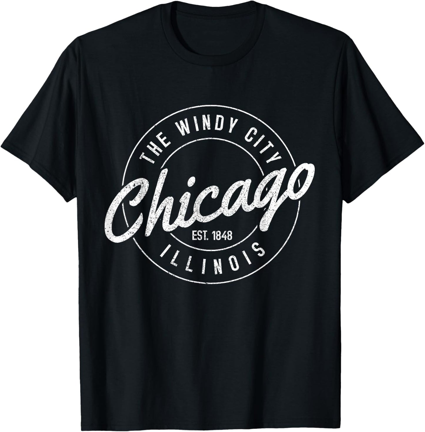 Chicago Est. 1848 Illinois The Windy City Souvenir Gift Small T-Shirt - T-Shirt | Black