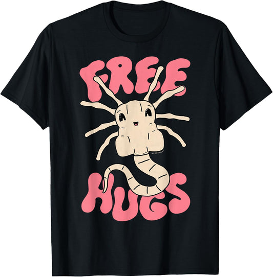 Aliens Cute Facehuggers Free Hugs Big Chest Poster T-Shirt - T-Shirt | Black