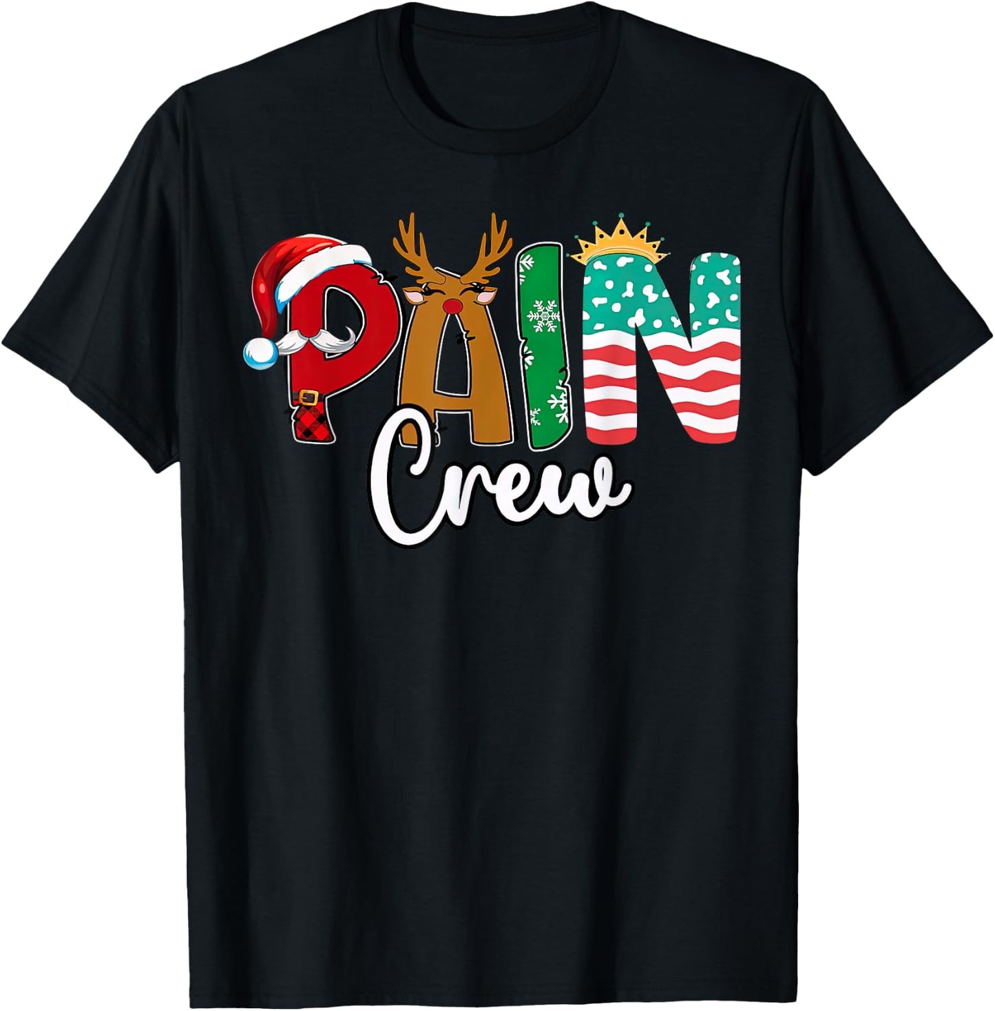 Pain Management Nurse Christmas Pain Crews Scrub Top Women T-Shirt - T-Shirt | Black