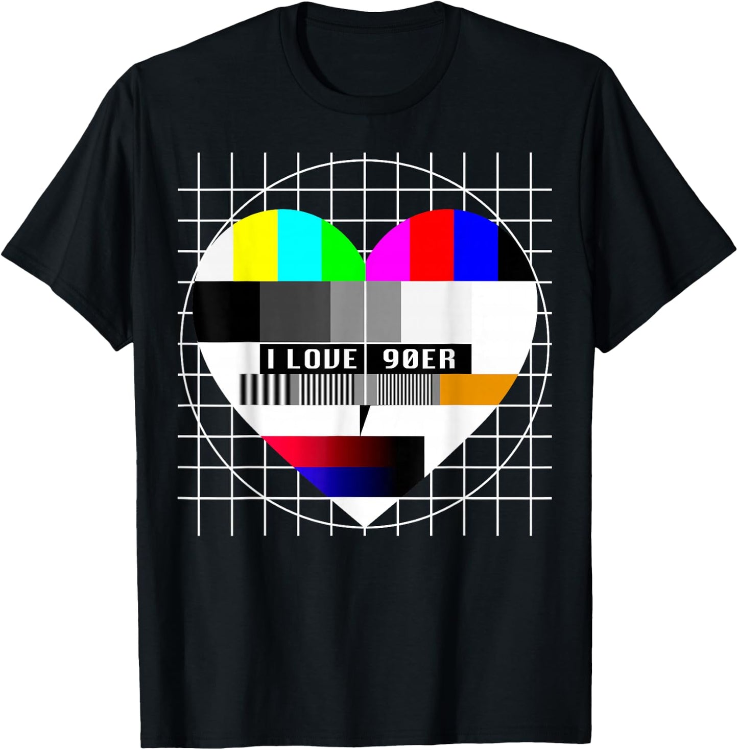 90er Party Testbild Herzform Liebe I Love 90er Jahre Kostüm T-Shirt - T-Shirt | Black