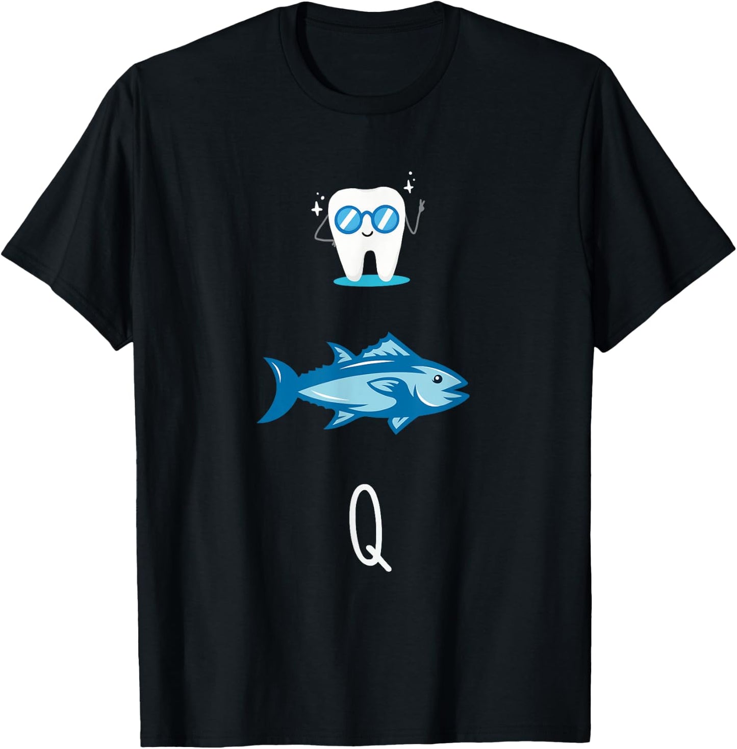 Fisherman Funny Rebus Teeth Tuna Gift Funny Man Fish , Black, S T-Shirt - T-Shirt | Black