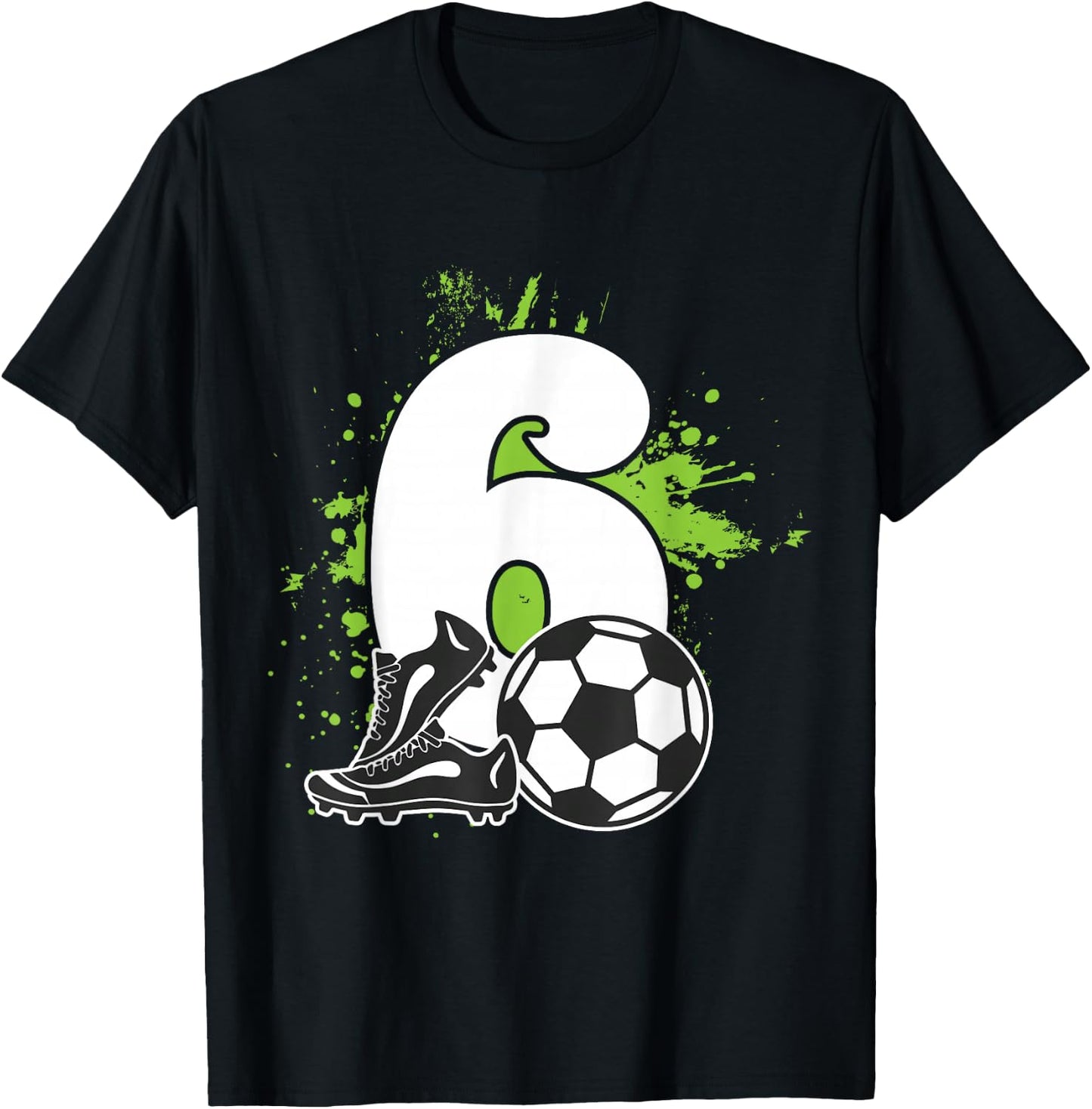 Children's 6th Birthday Boy Footballer Football , black, 80 T-Shirt - T-Shirt | Black