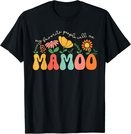 My Favorite People Call Me Mamoo Colorful Floral T-Shirt - T-Shirt | Black