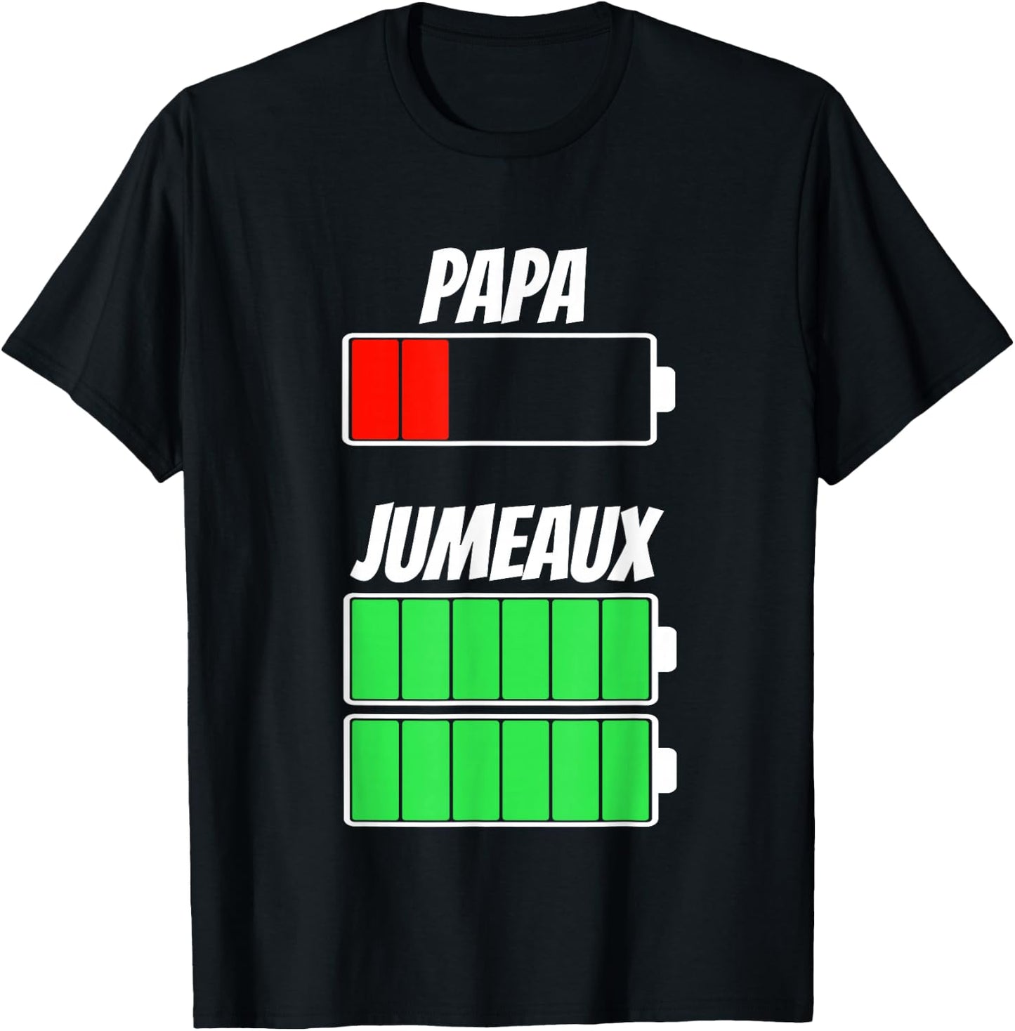 Daddy Twins Twins Dad Battery Battery Birth Christmas , Black, S T-Shirt - T-Shirt | Black