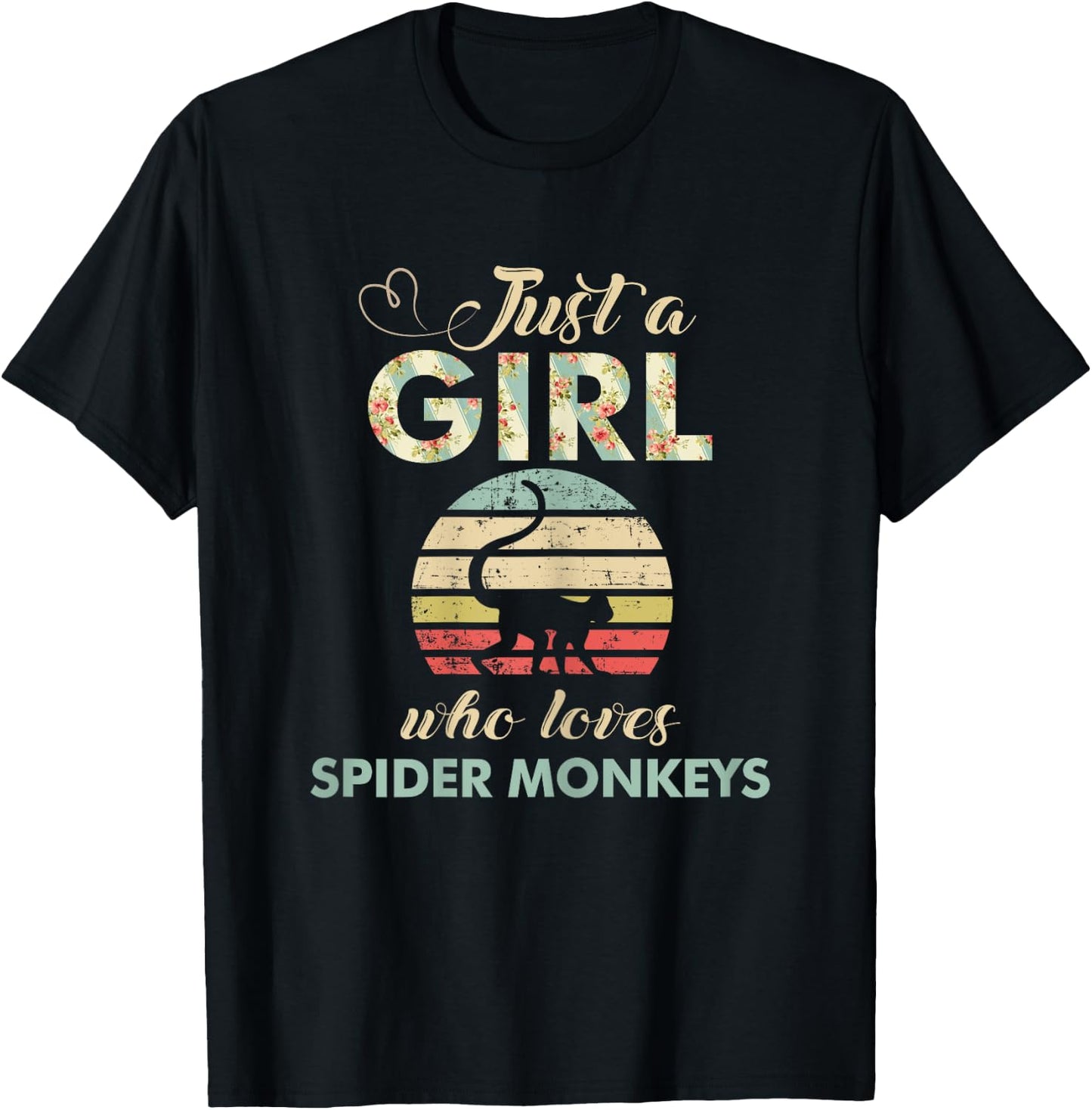 Just A Girl Who Loves Spider Monkeys Funny Primatologist T-Shirt - T-Shirt | Black