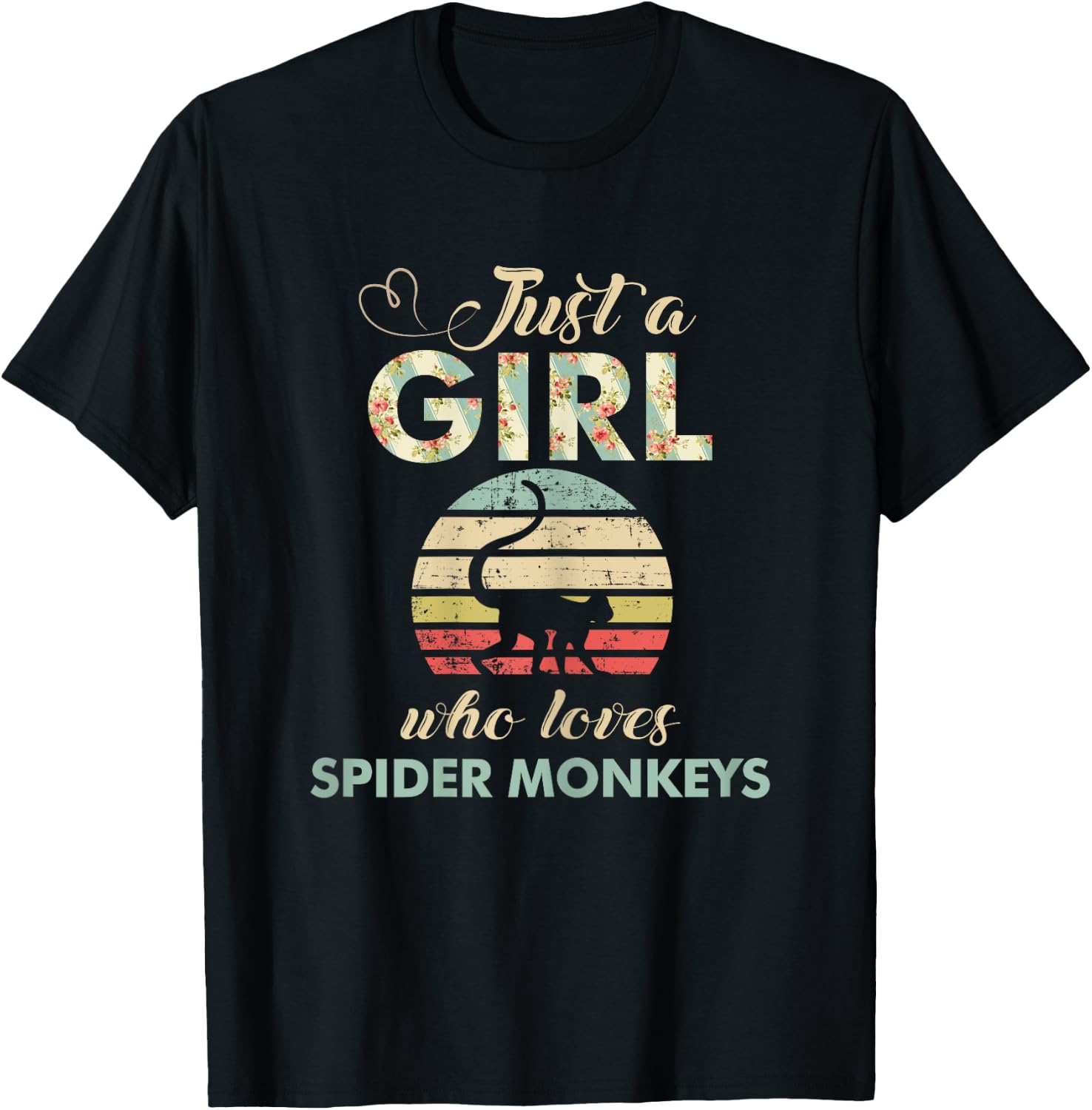 Just A Girl Who Loves Spider Monkeys Funny Primatologist T-Shirt - T-Shirt | Black