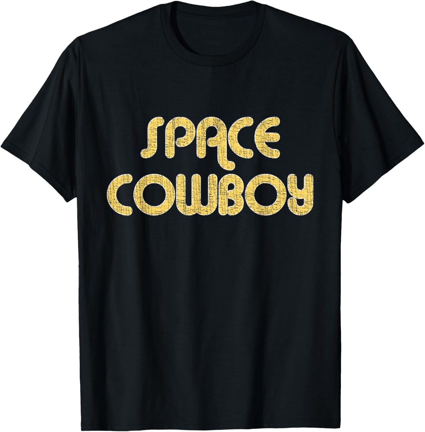 SPACE COWBOY Vintage Large Print Retro Distressed T-Shirt - T-Shirt | Black