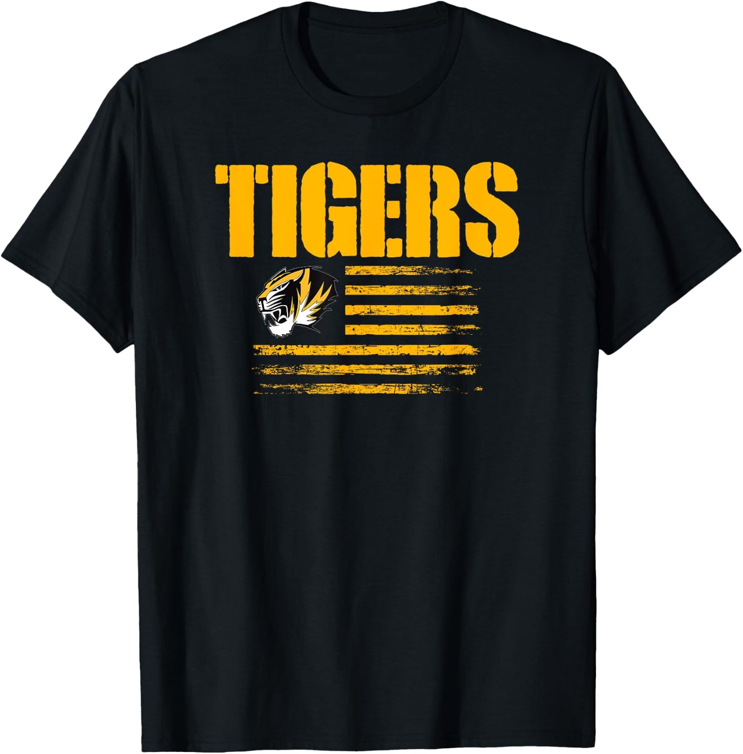 Alamogordo Tigers Logo USA Flag Pride HS T-Shirt - T-Shirt | Black